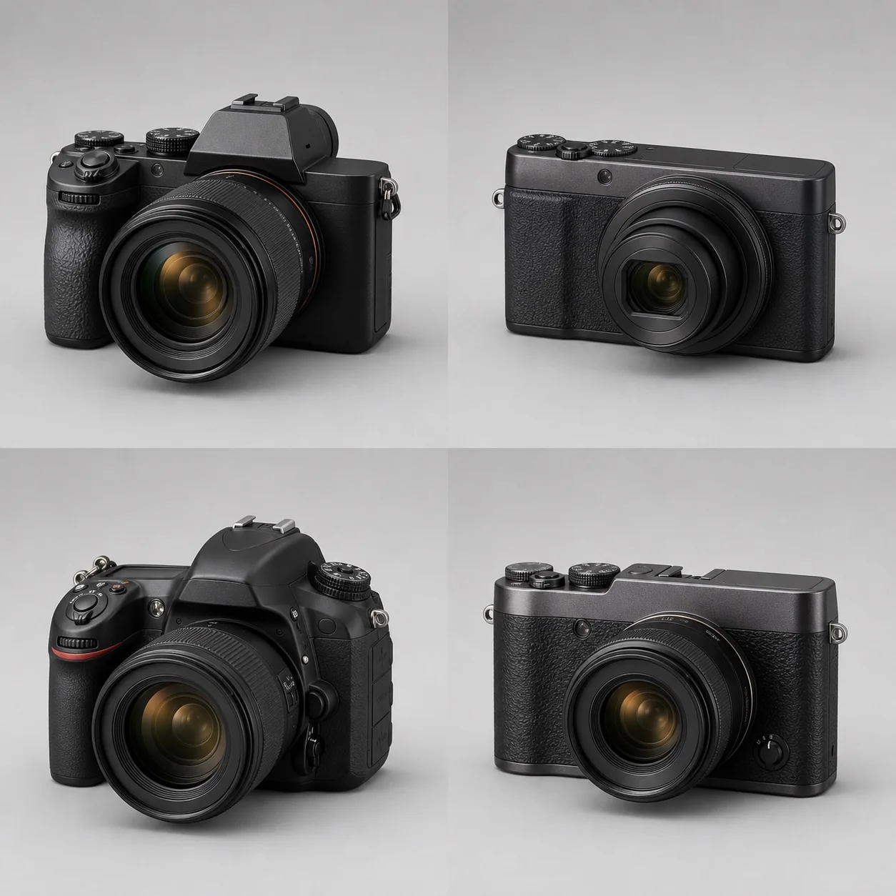Digital cameras in different sizes and styles